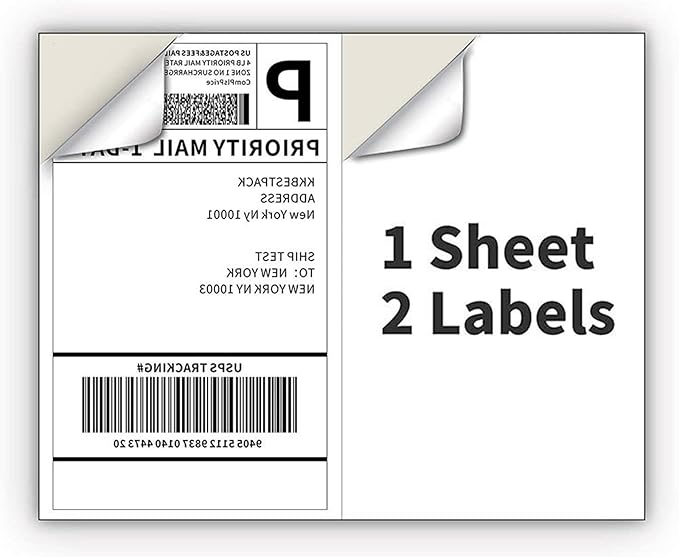 Coopaty Half Sheet Shipping Labels for Laser and Inkjet Printers 8.5 x 5.5 Mailing Address Labels, Permanent Adhesive (800 Sheets, 1600 Labels)