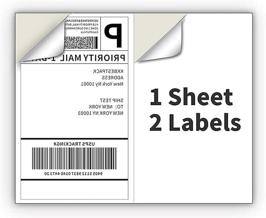Coopaty Half Sheet Shipping Labels for Laser and Inkjet Printers 8.5 x 5.5 Mailing Address Labels, Permanent Adhesive (800 Sheets, 1600 Labels)