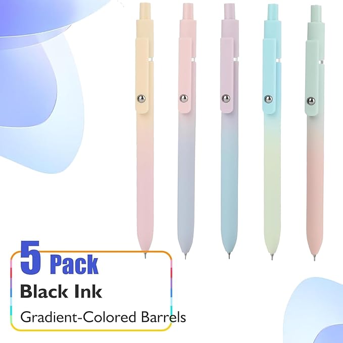 Vanhench 5Pcs Gel Pens, 0.5mm Black Ink Cute Pens for Journaling, Nurse Gifts Accessories for Work, Preppy Stuff & Aesthetic Trendy Stuff, Cool Teen Girl Gifts for 8 9 10 11 12 13 14 Year Old Girl