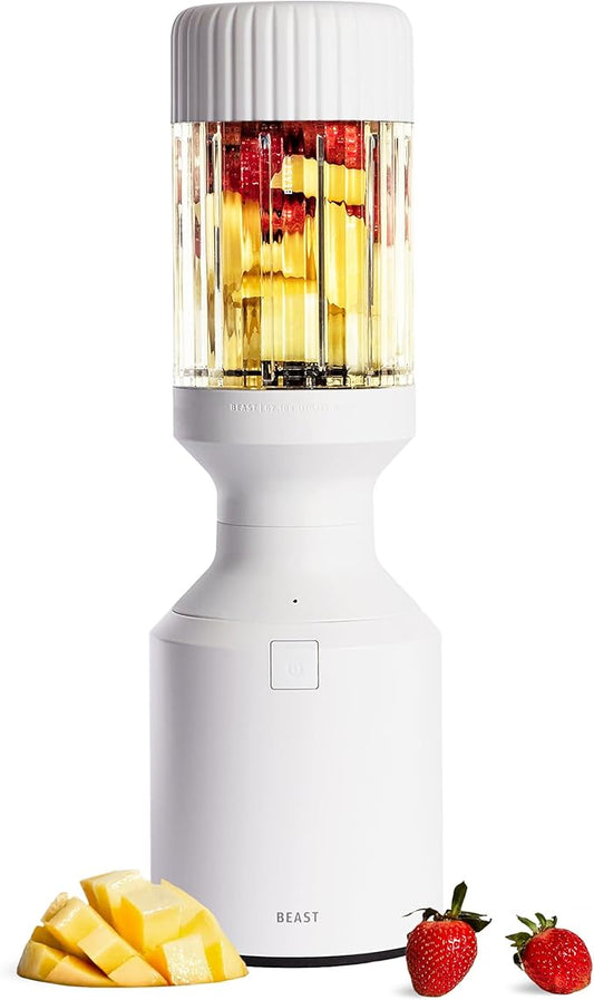 Beast Mega 1200 | Premium Countertop Blender | Smoothies, Shakes, Sauces, Dips, Soups | Blends Ice and Frozen Fruit | Includes Extra Lids and Straw System | 1200W | (Cloud White, 120V)