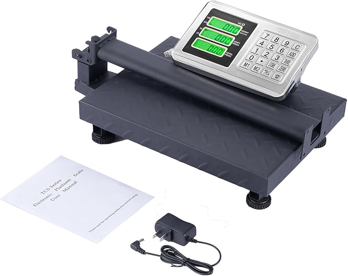 TUFFIOM 220lb Weight Electronic Platform Scale,Digital Floor Heavy Duty Folding Scales,Stainless Steel High-Definition LCD Display, Perfect for Postal Luggage Shipping Mailing Package Price Computing