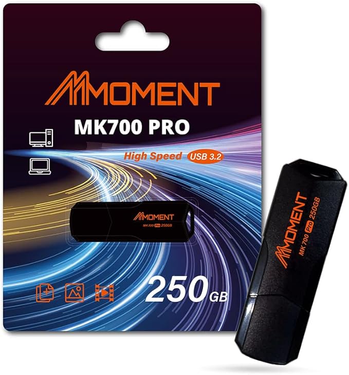 MMOMENT MK700 250GB USB 3.2 Gen2x1 Flash Drive, Read Speed up to 600MB/s, Write Speed up to 500MB/s, Thumb Drive