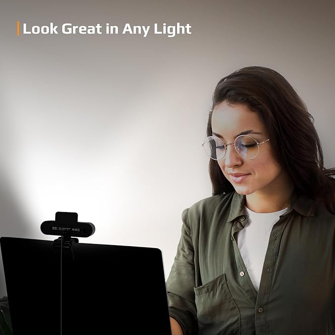 5-in-1 Design 4K Webcam with Speaker and Microphone, Built-in Light, Privacy Cover, AI Auto-Framing Cam, Computer USB C Web Camera for PC, Desktop, Laptop, Mac, Streaming, Video Conference