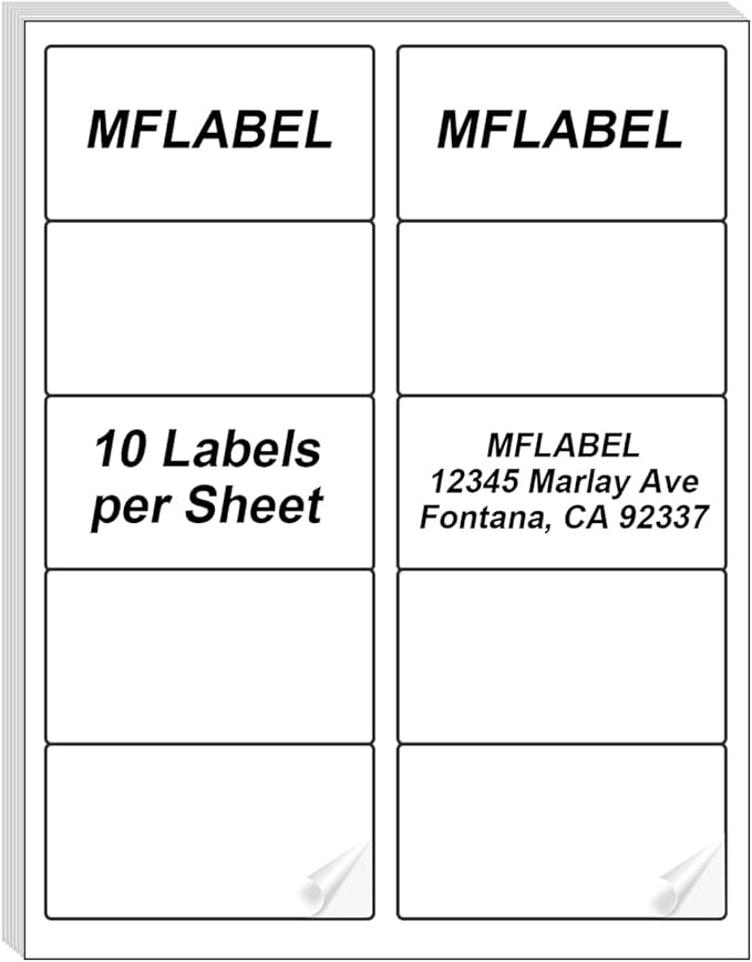 MFLABEL 2x4 Label, 10-UP Shipping Address Sticker, 90000 Labels,9000 Sheets for Printer, Internet Mailing Shipping Labels, 2" x 4" FBA Label for Laser/Inkjet Printer