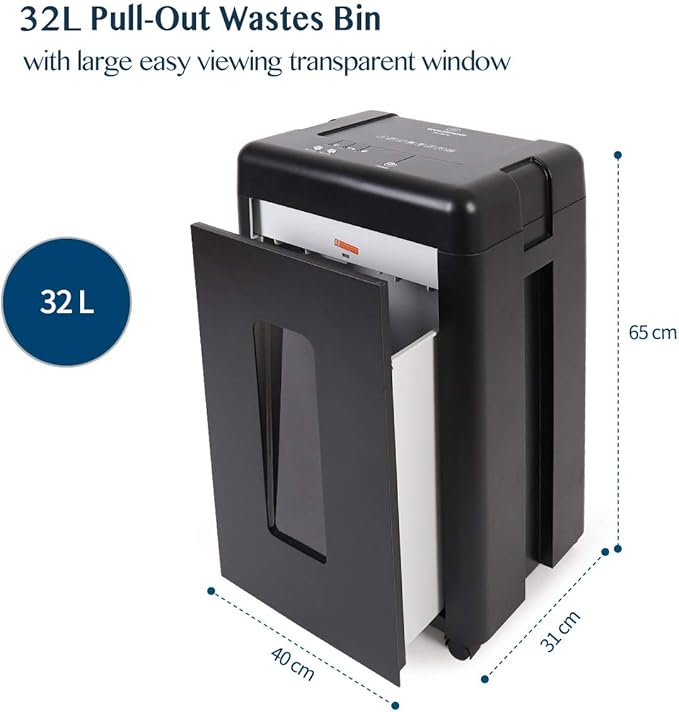 WOLVERINE 15-Sheet Super Micro Cut High Security Level P-5 Heavy Duty Paper/CD/Card Shredder for Home Office, Ultra Quiet by Manganese-Steel Cutter and 8 Gallons Pullout Waste Bin SD9520 (Black ETL)