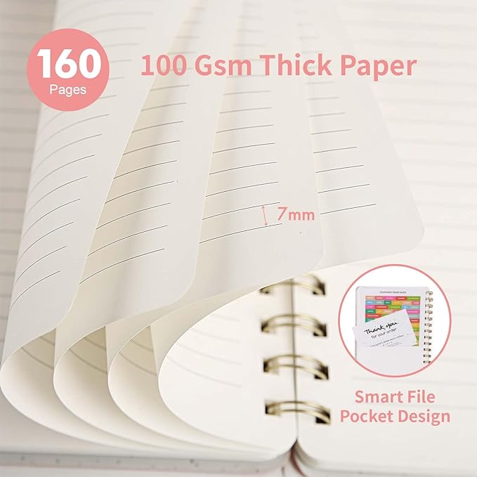 Lined Spiral Notebook College Ruled A5 Journal Book for Note Taking, 160 Pages Writing Journal for Office and Home School Supplies 5.75 x 8.125 inch - Pink