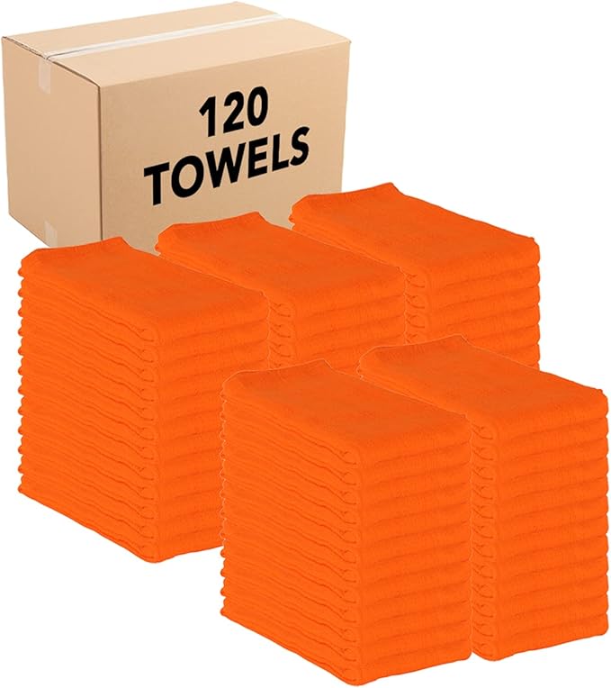 Arkwright Surgical Huck Towels - (Bulk Case of 120) Lint Free & Highly Absorbent Pre-Treated Cotton Cleaning Cloths, Perfect for Medical, Auto Detailing, Window, and Shop, 16 x 26 in, Orange