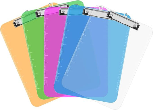 TOTiyea Clipboard Set of 25, 12.5 x 9 Inch Multi Color, Plastic Clipboard with Low Profile Clip, 75 Sheets Capacity, Standard Letter Size