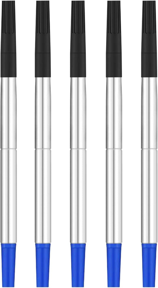DunBong Quink Ink Rollerball, Compatible with Parker Rollerball Pens, 0.7mm Medium Point Blue Ink Refill Pack of 5, Replaceable Gel Ink Pen Refills, Smooth Writing (Blue-0.7mm)