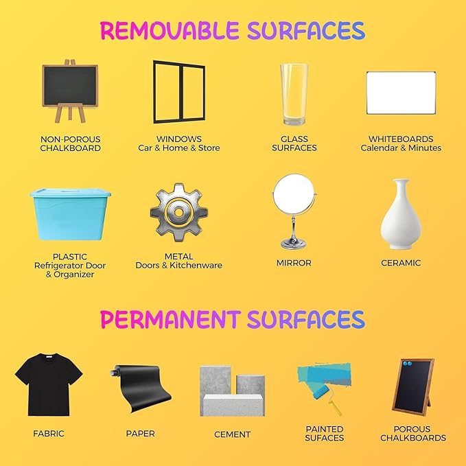 SFAIH Fine Tip Liquid Chalk Markers for Bhalkboard [1-Second Wet Wipe], 0.7-1mm 24 Colors [Neon+Pastel+Metallic], Chalk Pens for Chalkboard, Calendar, Windows, Glass, Includes Highlighter Color Marker