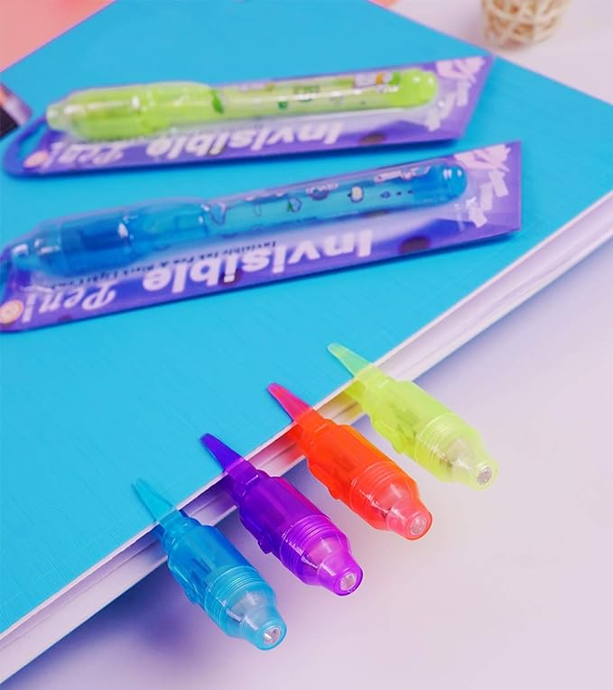 Invisible Ink Pen 24Pcs Spy Pen with UV Light Magic Marker Kid Pens for Secret Message and Birthday Party,Writing Secret Message for Easter Day Halloween Christmas Party Bag Gift