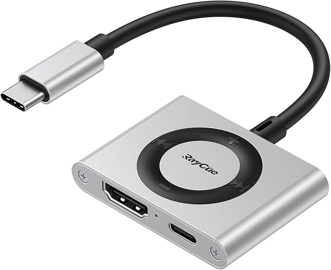 RayCue 2-in-1 USB C Hub, USB C to HDMI Adapter with HDMI 4K@60Hz & 100W PD Charging - Adapter for Laptop, MacBook, IPad (USB-C), iPhone 15/16, Tablets, Switch