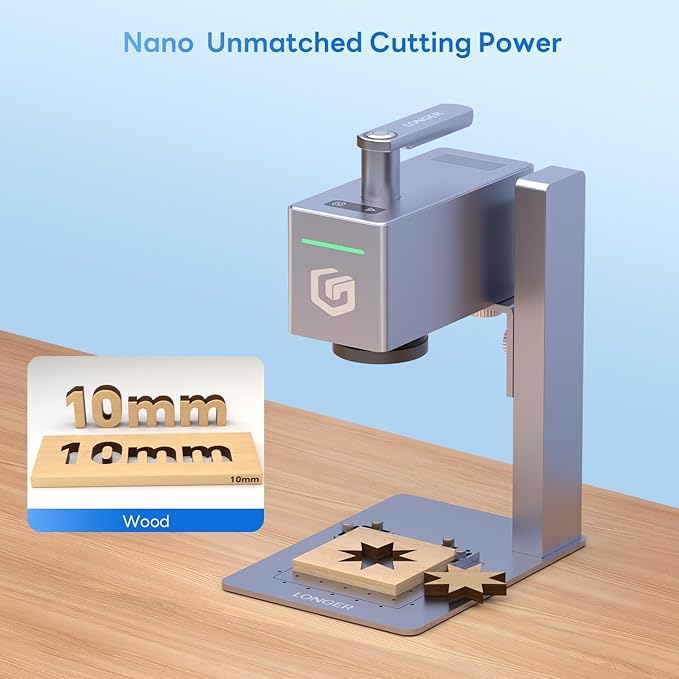 Longer Nano Pro Portable 12w Laser Engraver, 12000mW Output Laser Cutter Machine, DIY Engraver Tool for Wood, Acrylic, Leather, Cloth, Metal, Ceramics,5000mm/s High-Speed