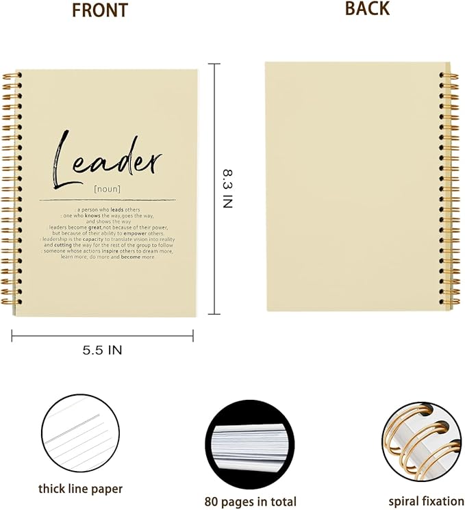OXW Thank You Gifts for Leader, Meeting Notebook for Work, Appreciation Gift for Mentor Boss Manager, Office Supplies Leadership Gifts, Cream College Ruled Hardcover Spiral Notebook 5.5 x 8.3