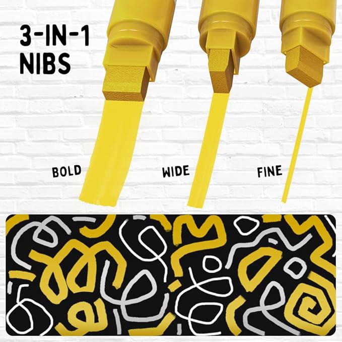 4 Jumbo Poster Markers (15mm, White, Black, Gold & Silver) | Fat Acrylic Paint Markers for Wood, Glass, Metal, Walls, Fabric - Large Thick Permanent Paint Pens for Signs, Board, Teachers