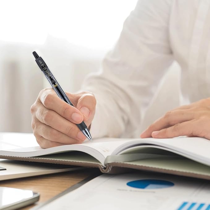 G2 Retractable Premium Gel Ink Roller Ball Pens Ultra Fine Point (.38mm) Blue Ink 9 pack; Refillable & Premium Comfort Grip Bundle with Plastic Reusable Pouch