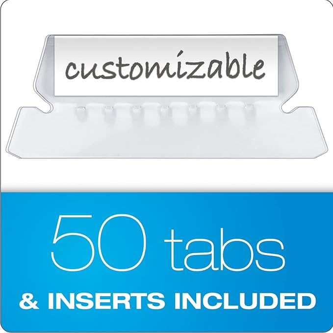 Pendaflex Black Hanging File Folders, 8.5 X 11 Letter Size with 1/5 Cut Adjustable Tabs - 50 Pack