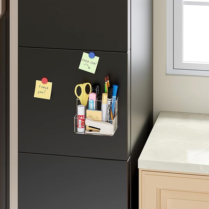 Marbrasse Acrylic Magnetic Pen Holder, Dry Erase Marker Holder, Magnetic Whiteboard Pencil Holders for Refrigerator, Locker, School and Office,Clear