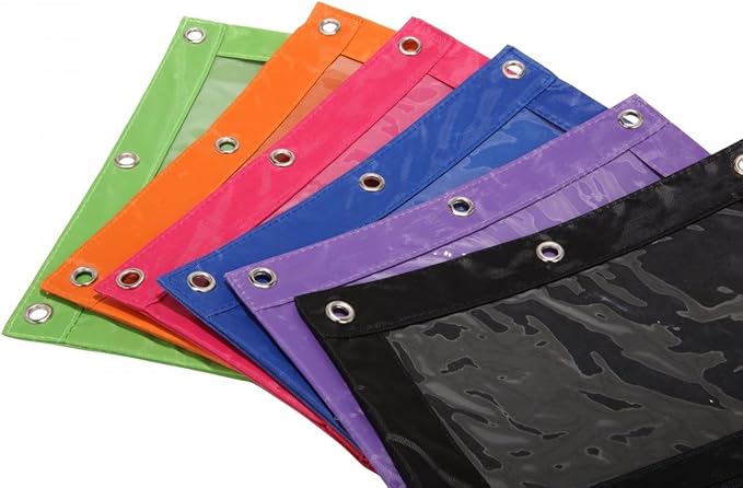 24 Packs 3 Ring Binder Pen Pencil Case Pouch Bulk Set Stationery Bag for School Class Office Orange