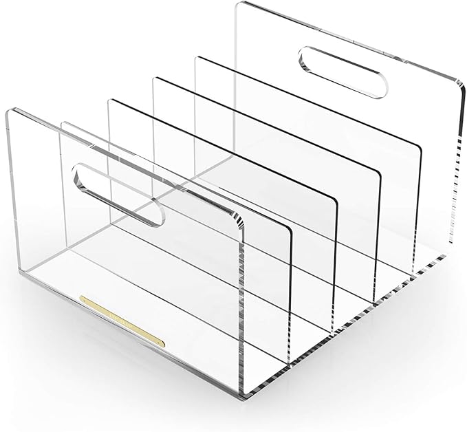 Acrylic File Sorter, Desktop File Collator Office File Organizer, Clear 11.4" x 6.7" x 10"