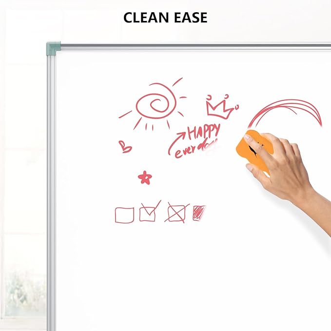Lockways Magnetic Dry Erase Board, 36 x 24 Inch Magnetic Whiteboard White Board, 1 Dry Erase Markers, 2 Magnets for School, Home, Office