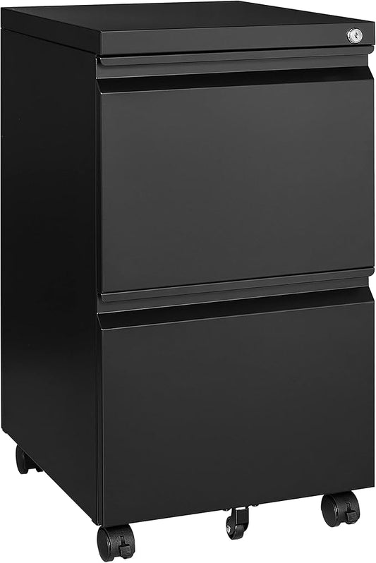 2 Drawers File Cabinet with Lock Metal Vertical File Cabient with Wheels Mobile File Cabinet for Office Home Legal/Letter/a4 Size Fully Assembled