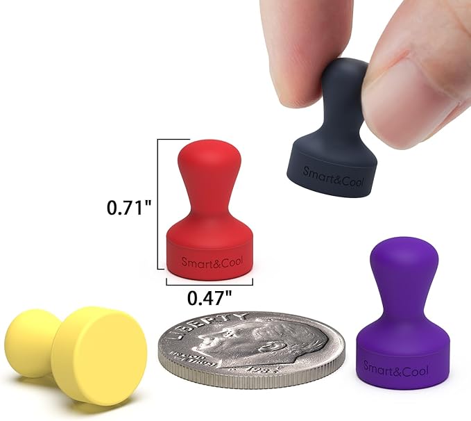 SMART&COOL Silicone Anti Scratch Push Pin Refrigerator Magnets, Thumbtack Magnets for Fridge, Dry Erase Board, Whiteboard, Office, Classroom, School (20 Pack, Multi)