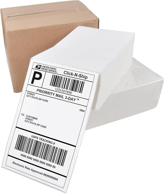 L LIKED 1000 Fanfold 4" x 6" Direct Thermal Labels, with Perforated line for Thermal Printers - Compatible with Zebra & Rollo Printer (4" x 6" - 1000 Labels)