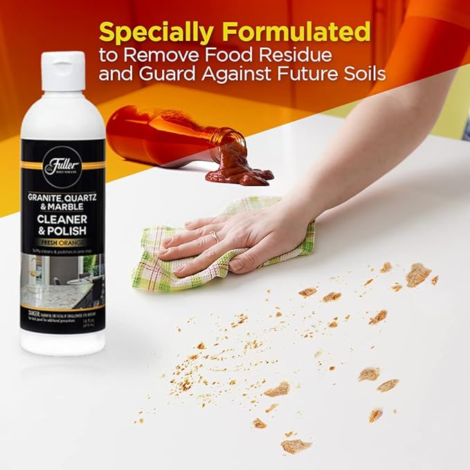 Fuller Brush Countertop Cleaner & Polish - Multi Surface Cleaner - Cleans, Polishes and Protects Granite Quartz Marble Glass Laminates Metal and Other Surfaces Refreshing Orange Scent Removes Odor