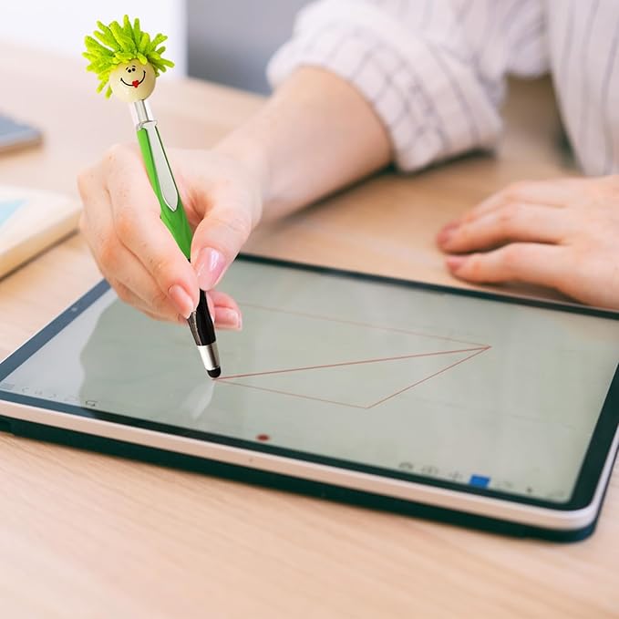 8pcs Mop Head Ballpoint Pens, Funny Mophea Topper Pen with Plush Hair Writing Click Pen Portable Cute Cartoon Multi-function Signing Pens Decor Gift for Office Home Kids and Adultes 8-color outfit