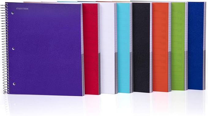 Mintra Office Durable Spiral Notebooks, 5 Subject (Orange, College Ruled 1pk)