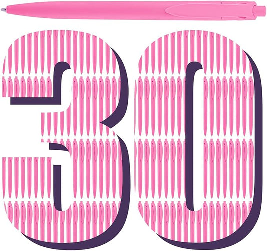 Aozora Pens Bulk 30 Pack Click Pens No Bleed Wholesale Retractable Ballpoint Pens Medium Point,Smooth Ink Pens for Journaling School Office Supplies 1.0MM (Pink Ink)