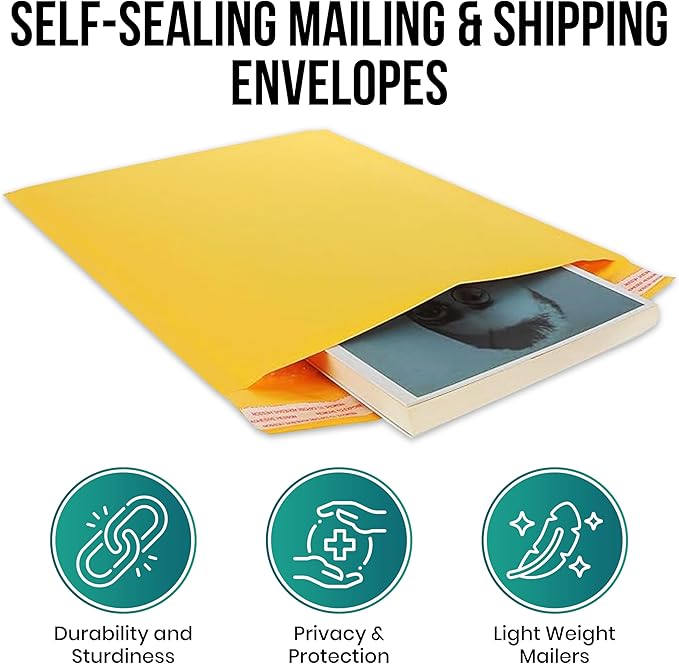Levex - #00 5" x 10 [100 Pack) Kraft Bubble Mailers, Padded Envelope Mailers, Packing Envelope & Mailing Bags for Shipping