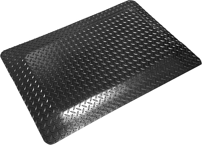 Rhino Mats, American Classic Diamond Anti-Fatigue Mats, Industrial Ergonomic Comfort Standing Mat for Work, Home, Garage, Office, Kitchen or Anywhere (Black 9/16" Thick, 3 FT. x 10 FT.)