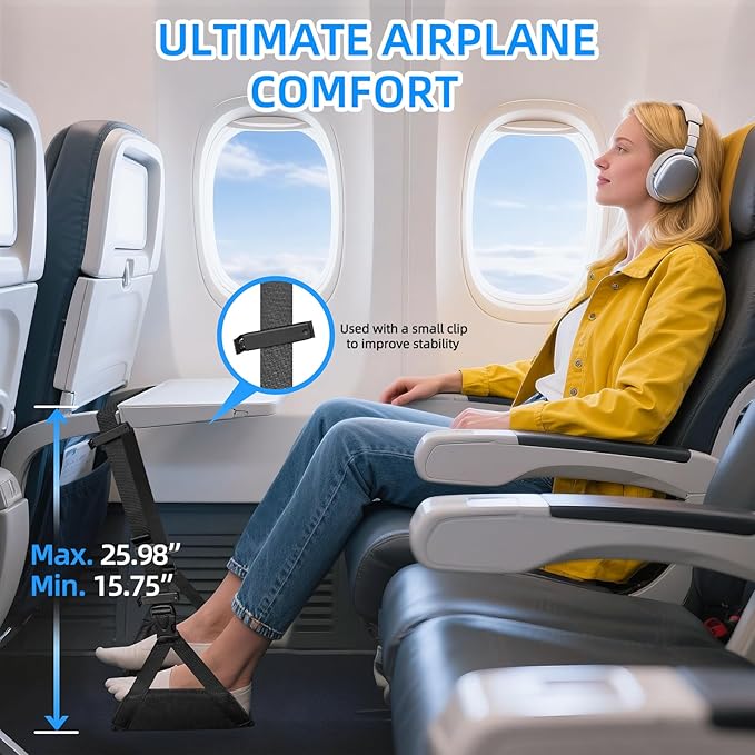 Airplane Foot Hammock for Plane Travel,Foot Sling Swing Rest for Airplane Travel,Plane Foot Hammock and Leg Rest for Long Air Flight,Feet Hammock Footrest and Leg Sling for Long Air Flights.