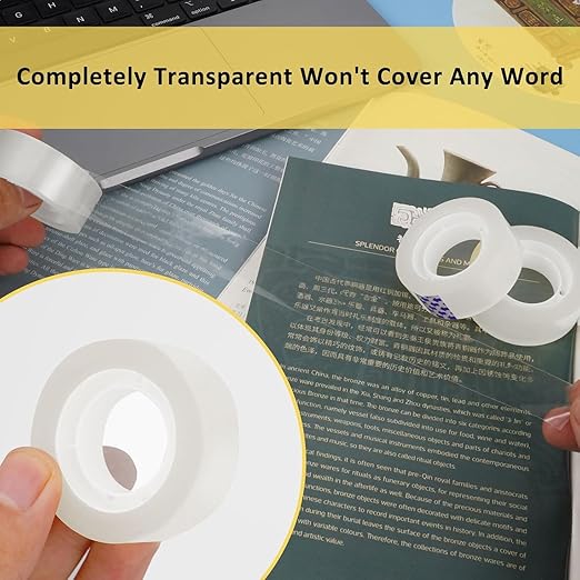 48 Rolls Clear Tape Refills, Stationery Tape Refills Rolls for Dispenser, Gift Wrap Transparent Tape for School, Home, Office, High Viscosity, Odorless, 1 Inch Core, 3/4 x 800 inches