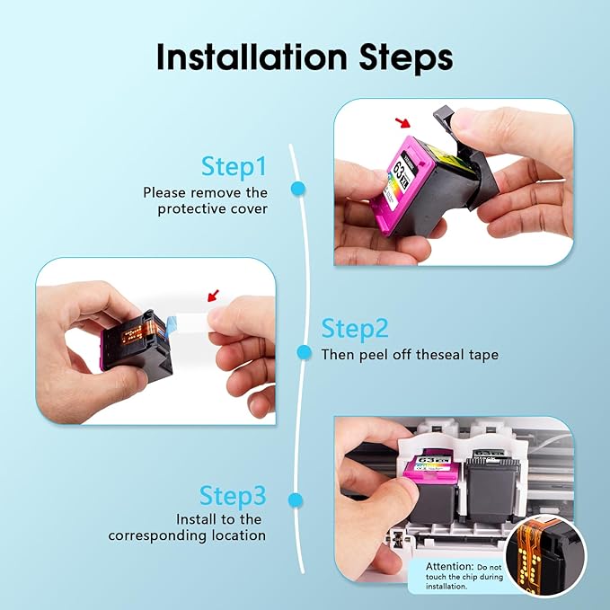 63XL Ink Cartridge Combo Pack Compatible for HP Ink 63 XL Works with HP DeskJet 1112 2100 3600 Series, Envy 4500 Series, OfficeJet 3800 4600 5200 Series (Black, Tri-Color)