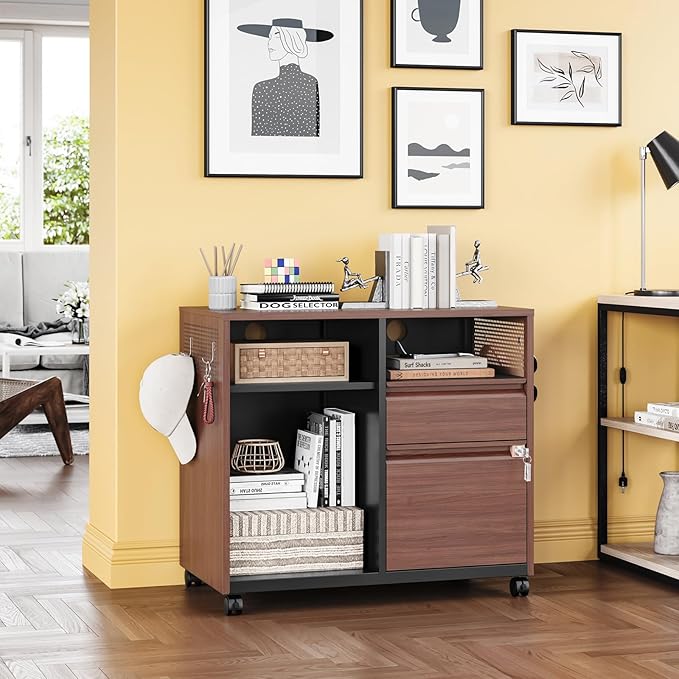 Mobile 2 Drawer File Cabinet,Metal File Cabinet with Lock，Lateral Printer Stand Filling Storage for Home Office-A4/F4/Letter
