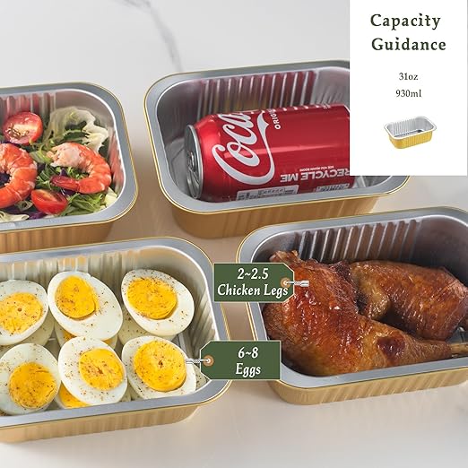 7"x5" Sturdy Foil Pans with Snap-On Lids (5 Pack) | 2X Thicker Heavy Duty Reusable 31oz | Grill Oven Microwavable Multi-Use Pot | Disposable Aluminum Tin for Baking Cooking