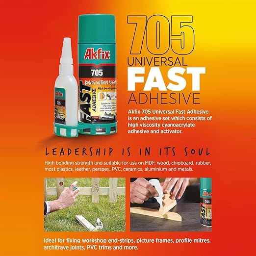 Akfix-GA060 705 Fast Adhesive CA Glue (1.76 oz.) with Activator (6.76 fl oz.) [Clear Super Glue Adhesive and Accelerator Spray] - 3 Pack