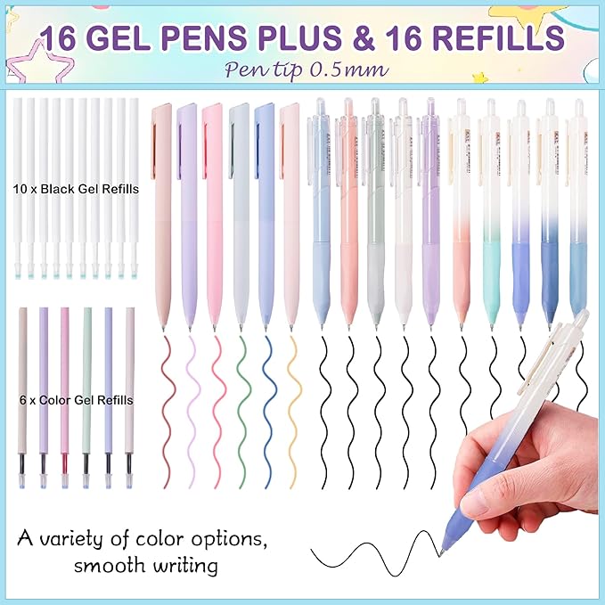 Professional 78PCS Drafting & Writing Kit For Boys Kids, Students School Supplies, 12 Highlighters, 16 Pens, 10 Mechanical Pencils 0.5 0.7 2.0mm, Includes 452 Lead & Gel Refills, Black Pencils Case
