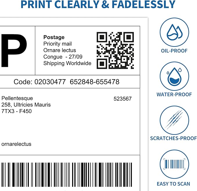 Half Sheet Shipping Labels - 1000 Counts, 8.5” x 5.5” Self Adhesive Shipping Label White Internet Mailing Labels 2 Per Page, Laser & Inkjet Printer Compatible [500 Sheets 8.5” x 11”]