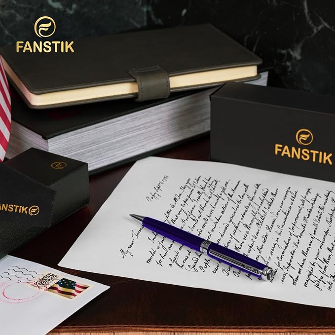 Blue Luxury ballpoint Pen (Made In USA) fancy gift set for women, Chrome Finish, Professional executive pen gift set for men (Lux BallPoint Blue)