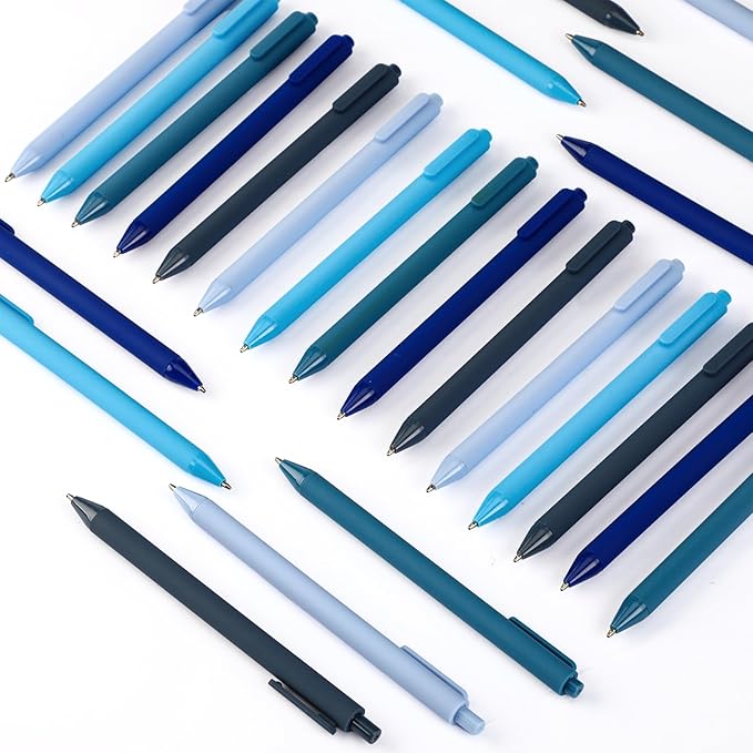 25 Pcs Ballpoint Pens Bulk Retractable Writing 1. 0 mm Black Ink Cute Pens Smooth Writing Color Fancy Gift for Teacher Student Employee Office School Home Baby Shower Supplies (Blue Series)