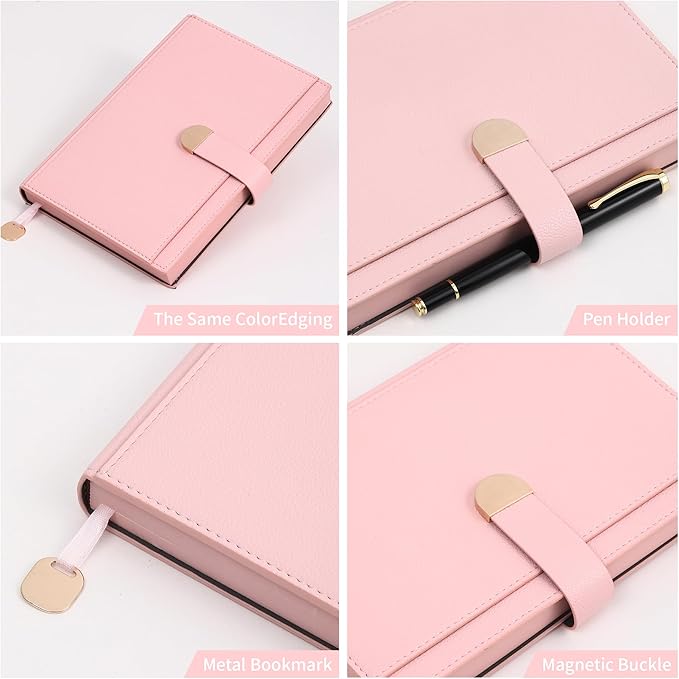 Textured Hardcover Lined Journal for Women Men Magnetic Buckle A5 Leather Journal Notebook with Gift Box 300 Pages 67 lb./100 gsm Paper College Ruled Journaling Notebook for Writing Work School Daily Diary