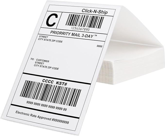 L LIKED 200 Fanfold 4" x 6" Direct Thermal Labels, with Perforated line for Thermal Printers - Compatible with Zebra & Rollo Printer