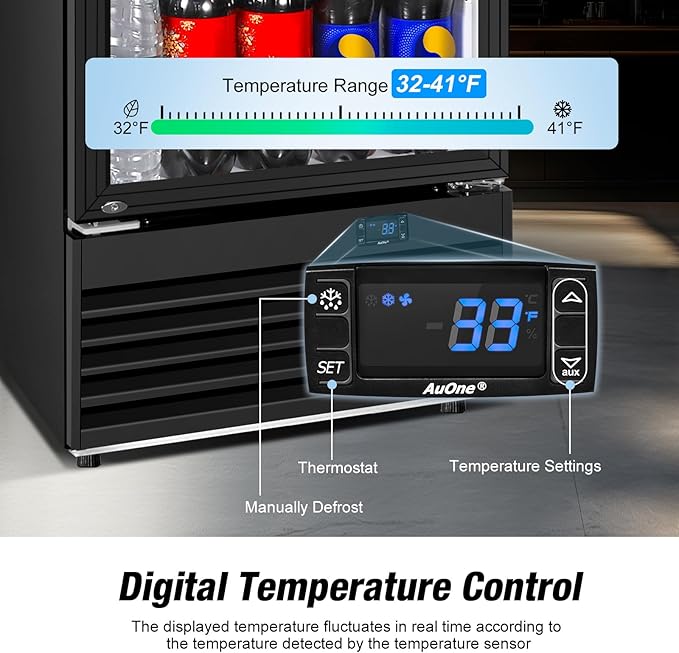 Commercial Beverage Refrigerator, 24 Inch Beverage Fridge, 15 Cu. Ft. Drink Fridge, Display Refrigerator Glass Door, Commercial Display Fridge with Customizable Light Box for Shops, Restaurants, Bars