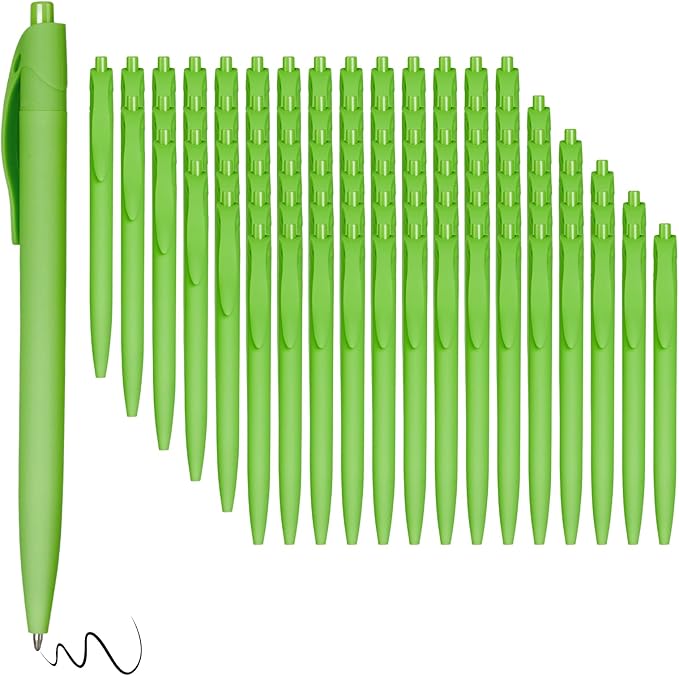 BallPoint Pens, 100 Pack (BLACK Ink),Bulk Pens, Light Green Barrel,Click Pens for Office Home and School, Retractable Ballpoint Pens, Medium Point, 1.00MM (Light Green)