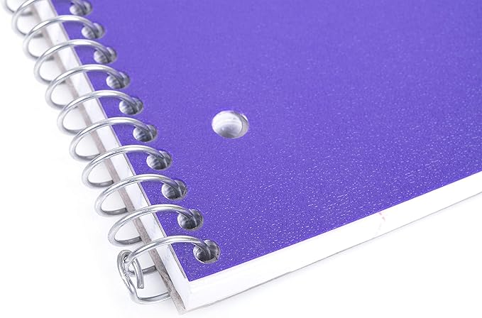 Mintra Office Durable Spiral Notebooks, 1 Subject, (Purple, College Ruled 12pk), 100 Sheets, Poly Pocket, Moisture Resistant Cover, School, Office, Business, Professional