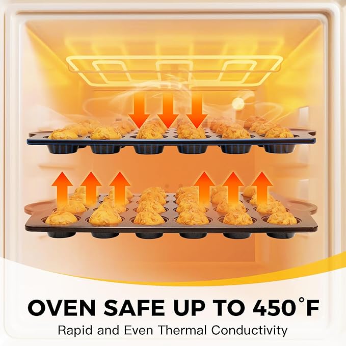 HONGBAKE mini muffin pan nonstick 24, Cupcake Tin for Baking, Commercial Small Cup Cake Tray for Cheesecake, 1.8dia, Heavy-duty, Gray